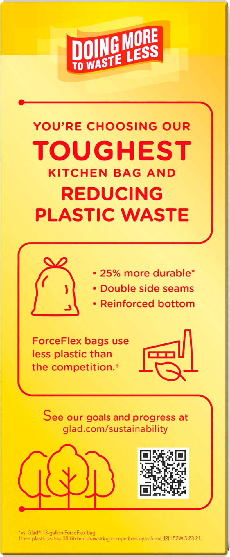 slide 3 of 5, Glad ForceFlex MaxStrength Tall Kitchen Drawstring Trash BagsCherry Blossom, 20 ct