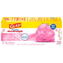 Glad ForceFlex MaxStrength Tall Kitchen Drawstring Trash BagsCherry Blossom