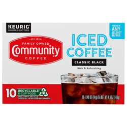 Community Coffee Classic Black Iced Coffee Keurig K-Cup 10 ct Box