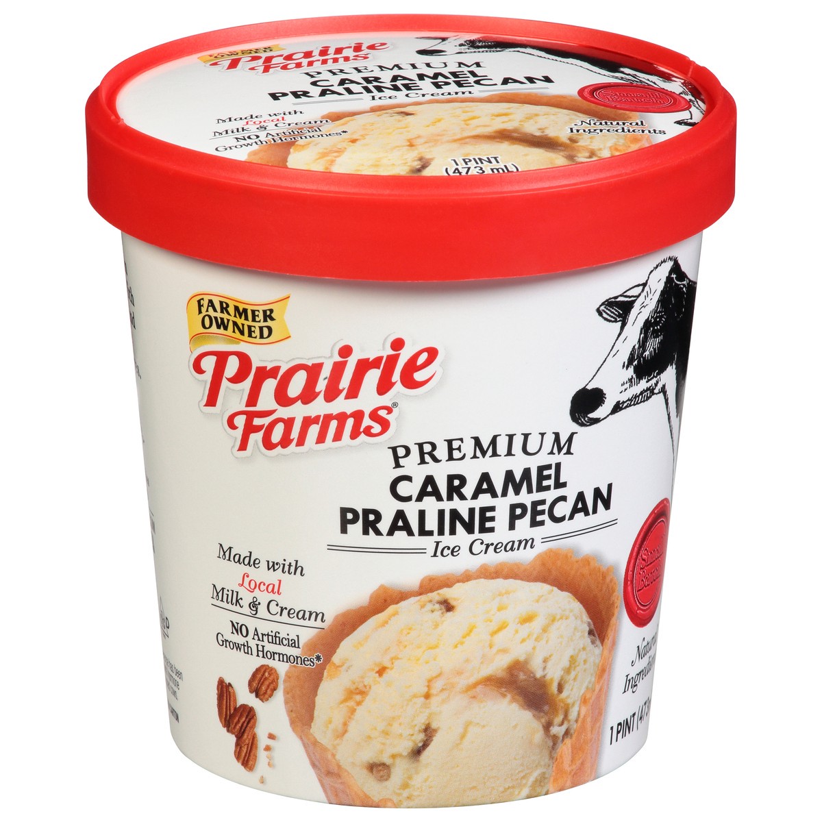 slide 5 of 12, Prairie Farms Premium Caramel Praline Pecan Ice Cream 1 pt CupTub, 1 pint