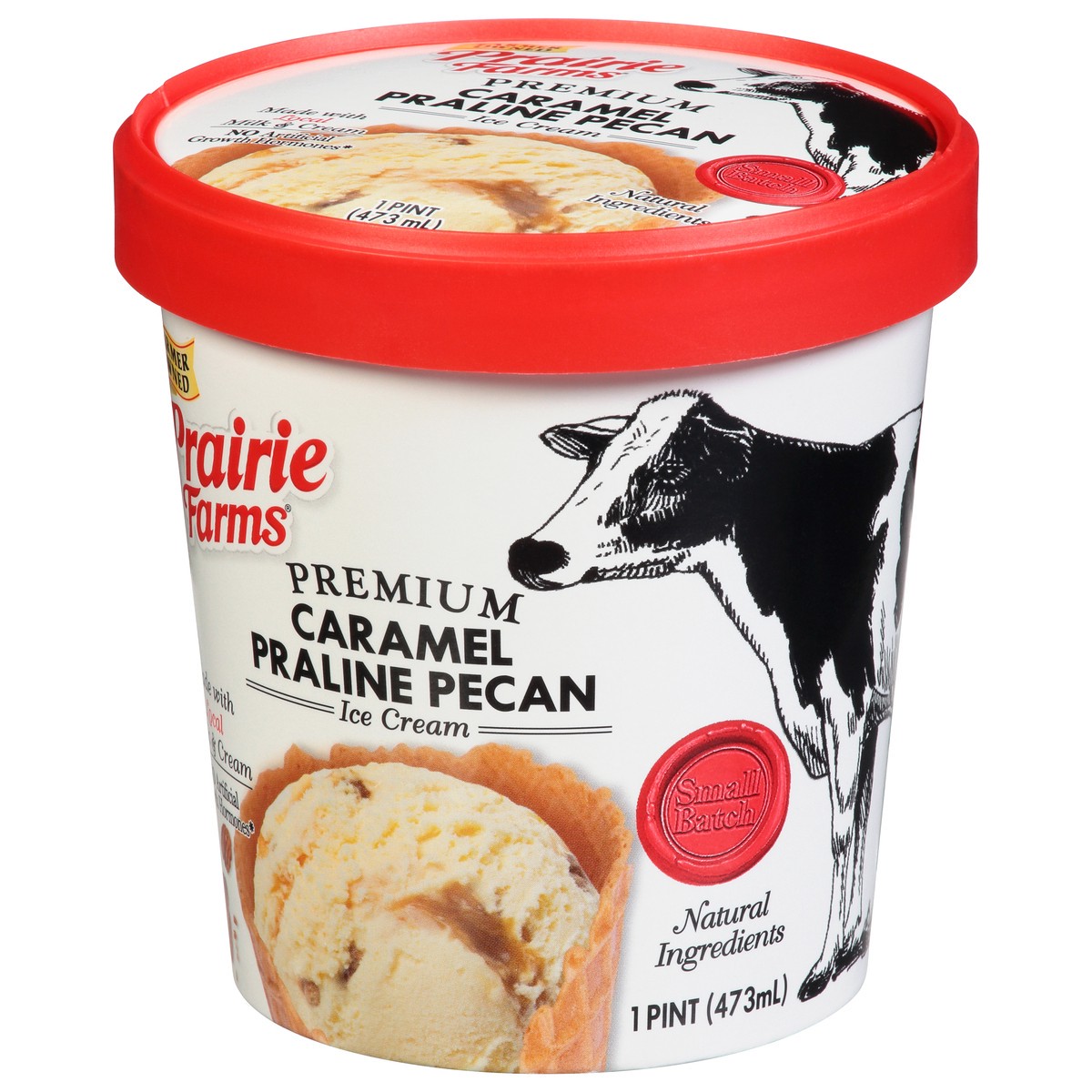 slide 3 of 12, Prairie Farms Premium Caramel Praline Pecan Ice Cream 1 pt CupTub, 1 pint