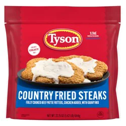 Tyson Frozen Country Fried Steaks with Gravy Mix, 22.75 oz