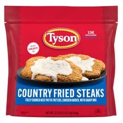 Tyson Frozen Country Fried Steaks with Gravy Mix, 22.75 oz