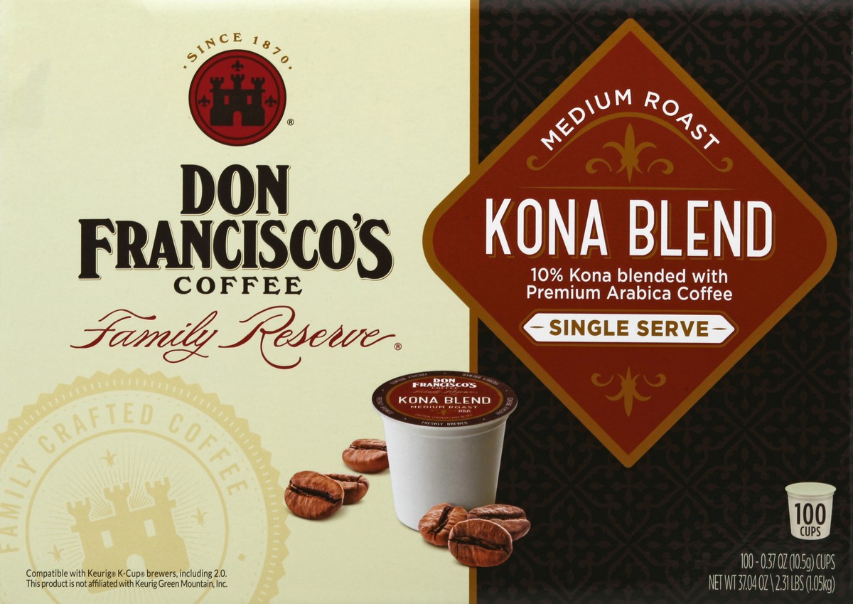 slide 5 of 6, Don Francisco's Kona Blend Medium Roast Coffee Pods- Recyclable Single-Serve Coffee Pods - 100 ct, 100 ct