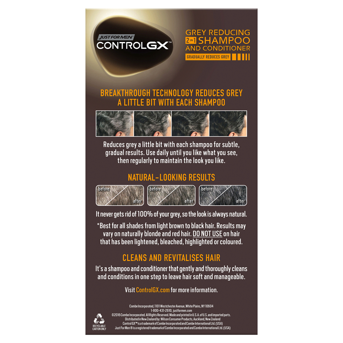 slide 3 of 11, Just for Men Control GX Gray Reducing 2 in 1 Shampoo And Conditioner, 5 oz