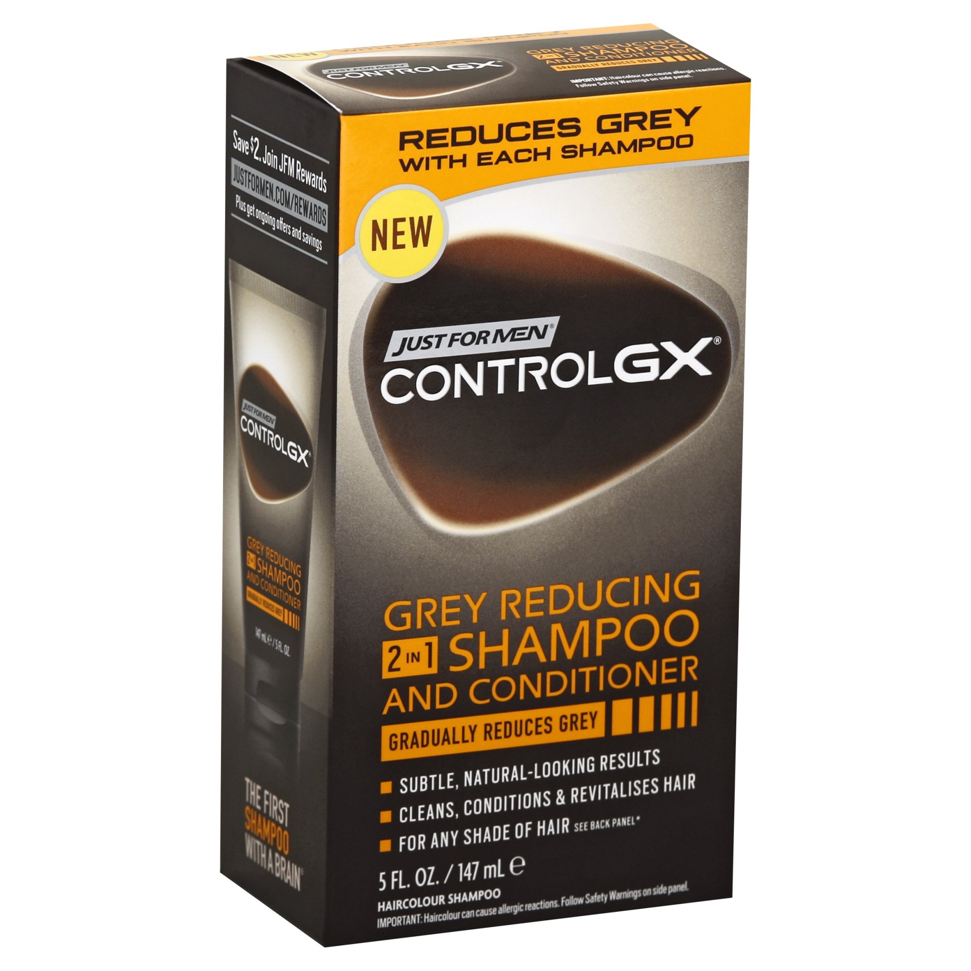 slide 1 of 11, Just for Men Control GX Gray Reducing 2 in 1 Shampoo And Conditioner, 5 oz