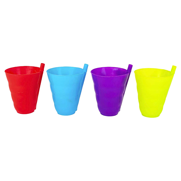 slide 4 of 5, Kolorae Plastic Cup With Straw, Assorted Colors, 4 ct