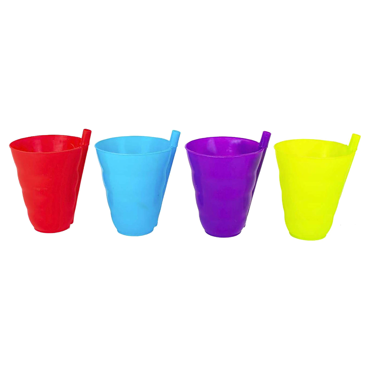 slide 5 of 5, Kolorae Plastic Cup With Straw, Assorted Colors, 4 ct