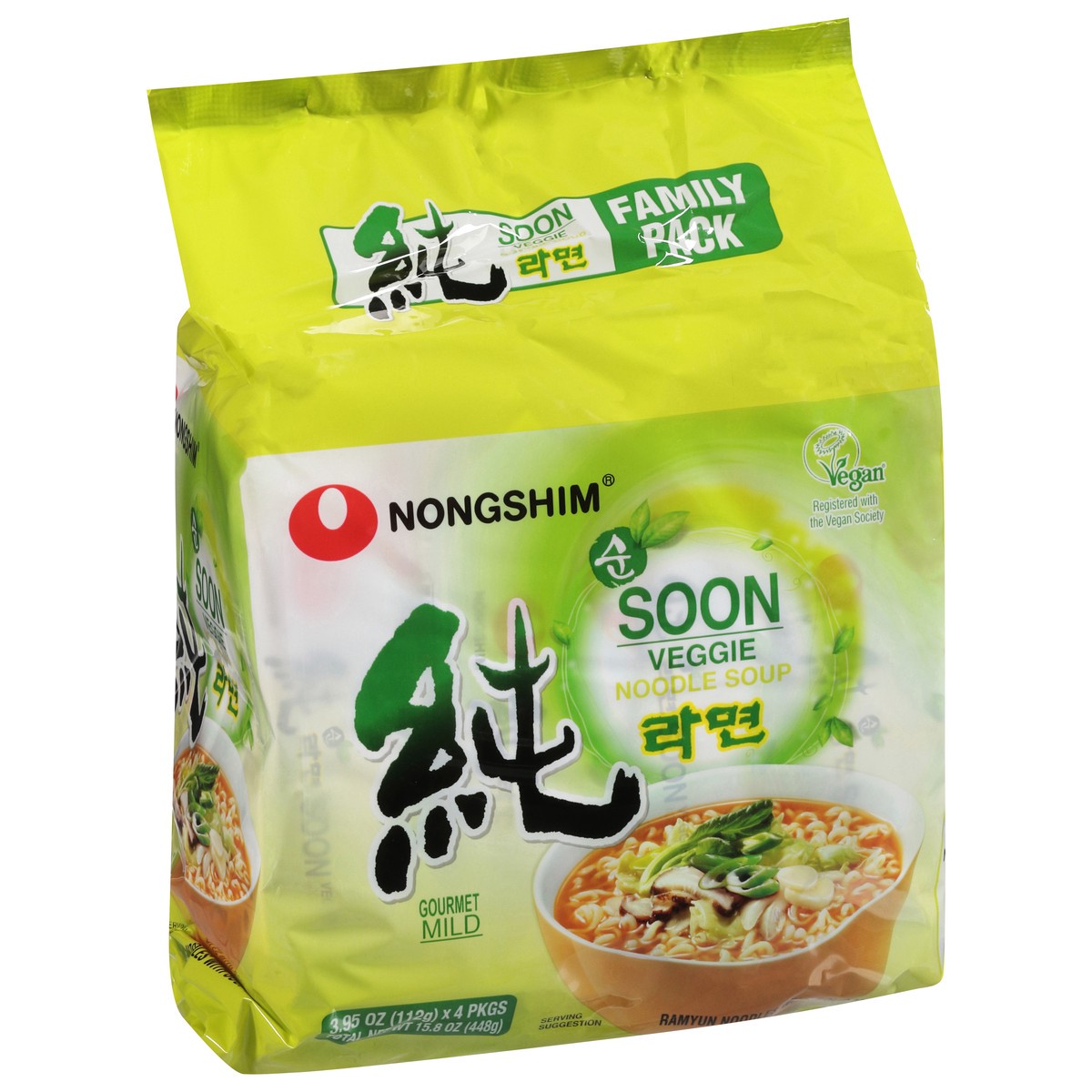 slide 9 of 9, Nongshim Family Pack Gourmet Mild Veggie Noodle Soup 4 - 3.95 oz, 4 ct