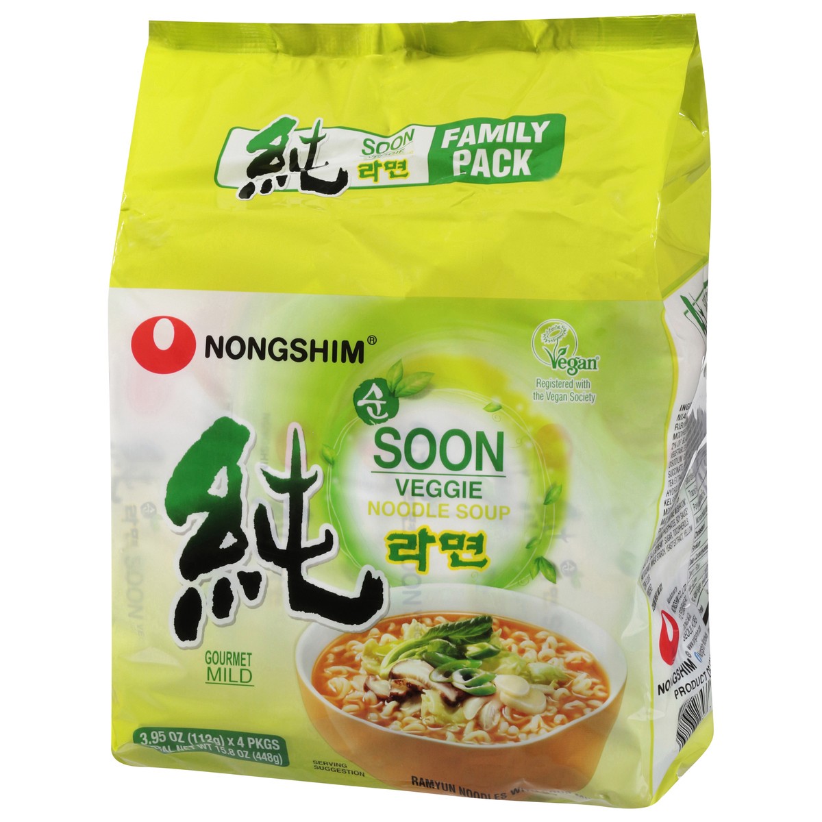 slide 7 of 9, Nongshim Family Pack Gourmet Mild Veggie Noodle Soup 4 - 3.95 oz, 4 ct