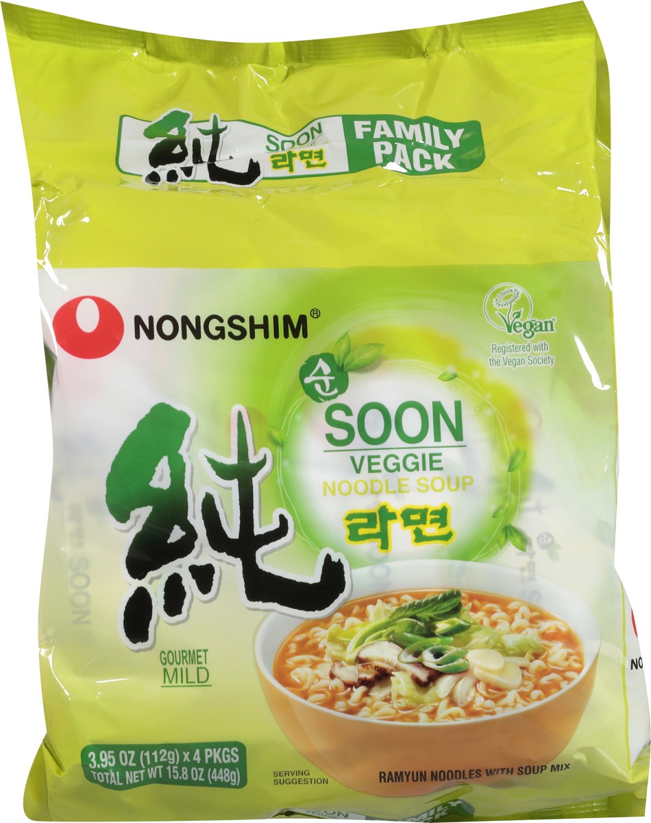 slide 4 of 9, Nongshim Family Pack Gourmet Mild Veggie Noodle Soup 4 - 3.95 oz, 4 ct