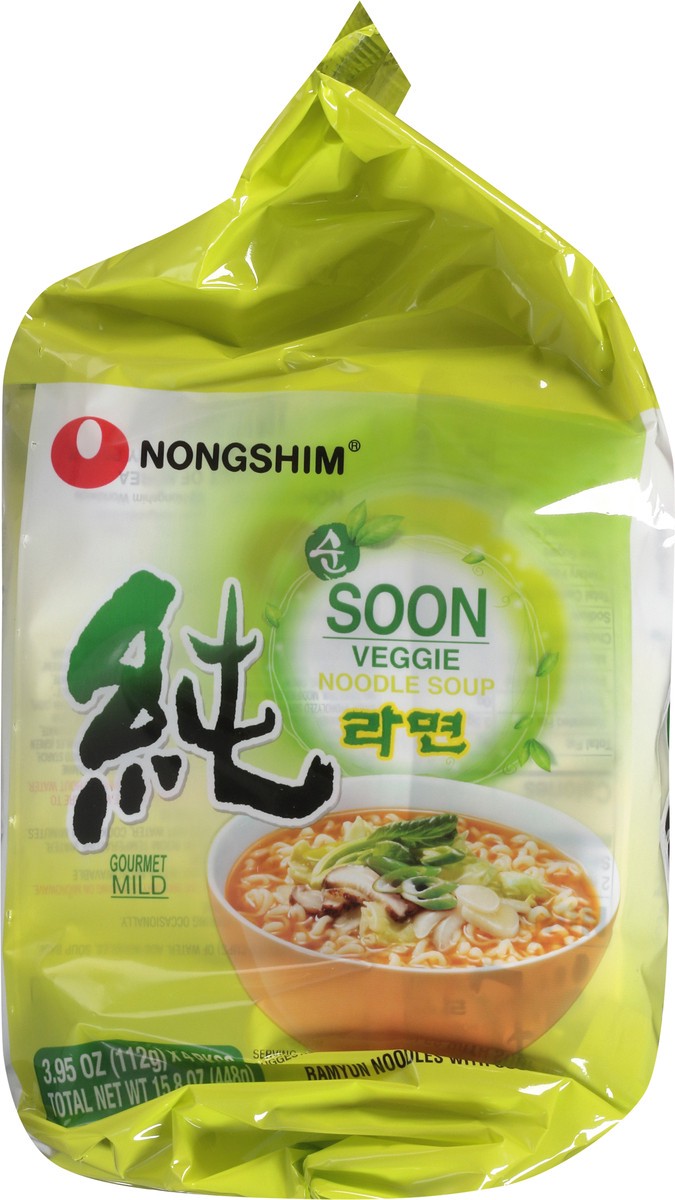 slide 5 of 9, Nongshim Family Pack Gourmet Mild Veggie Noodle Soup 4 - 3.95 oz, 4 ct