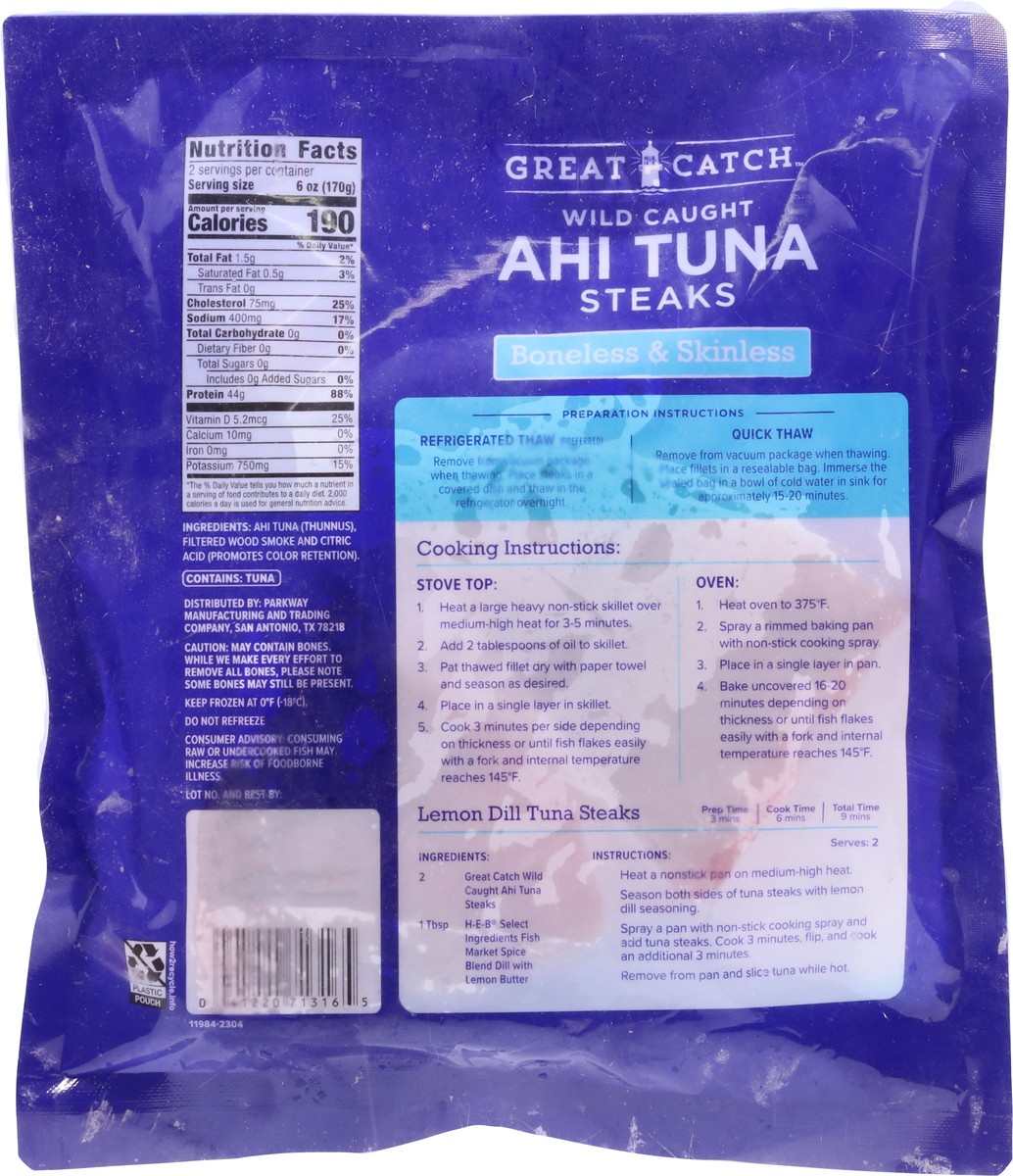 slide 7 of 13, Great Catch Steaks Boneless & Skinless Wild Caught Ahi Tuna 2 ea, 2 ct