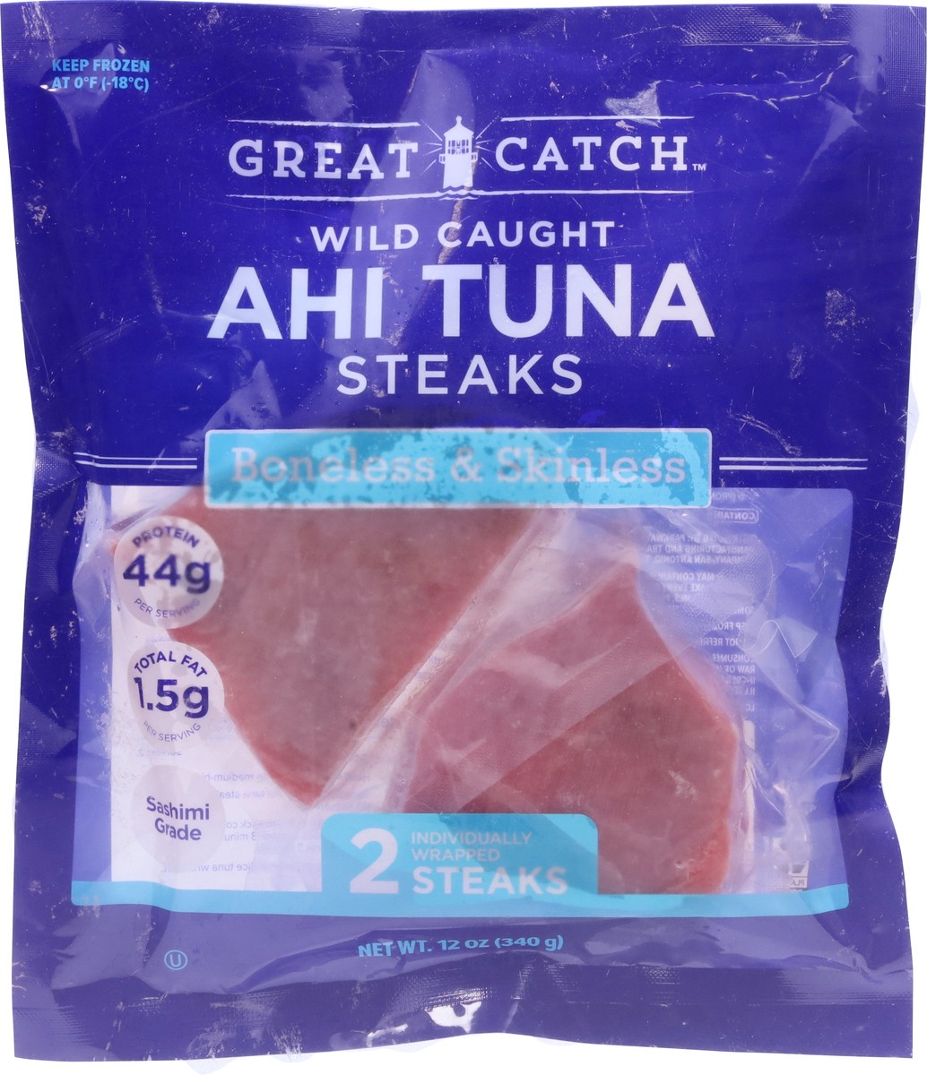 slide 9 of 13, Great Catch Steaks Boneless & Skinless Wild Caught Ahi Tuna 2 ea, 2 ct
