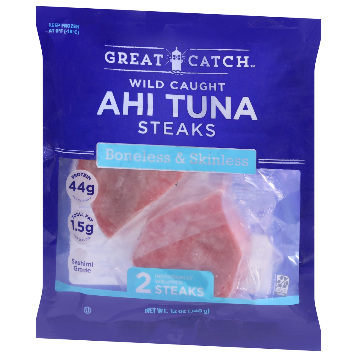 slide 3 of 13, Great Catch Steaks Boneless & Skinless Wild Caught Ahi Tuna 2 ea, 2 ct