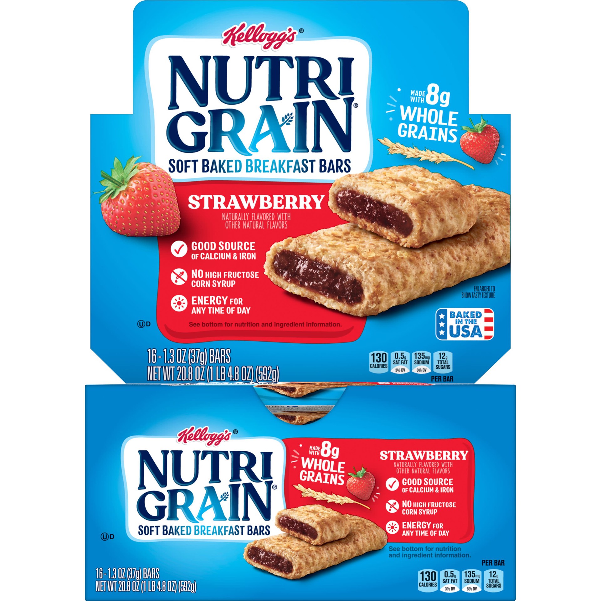 slide 1 of 5, Nutri-Grain Soft Baked Breakfast Bars, Strawberry, 20.8 oz, 16 Count, 20.8 oz