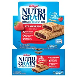 Nutri-Grain Soft Baked Breakfast Bars, Made with Whole Grains, Kids Snacks, Strawberry, 20.8oz Tray, 16 Bars