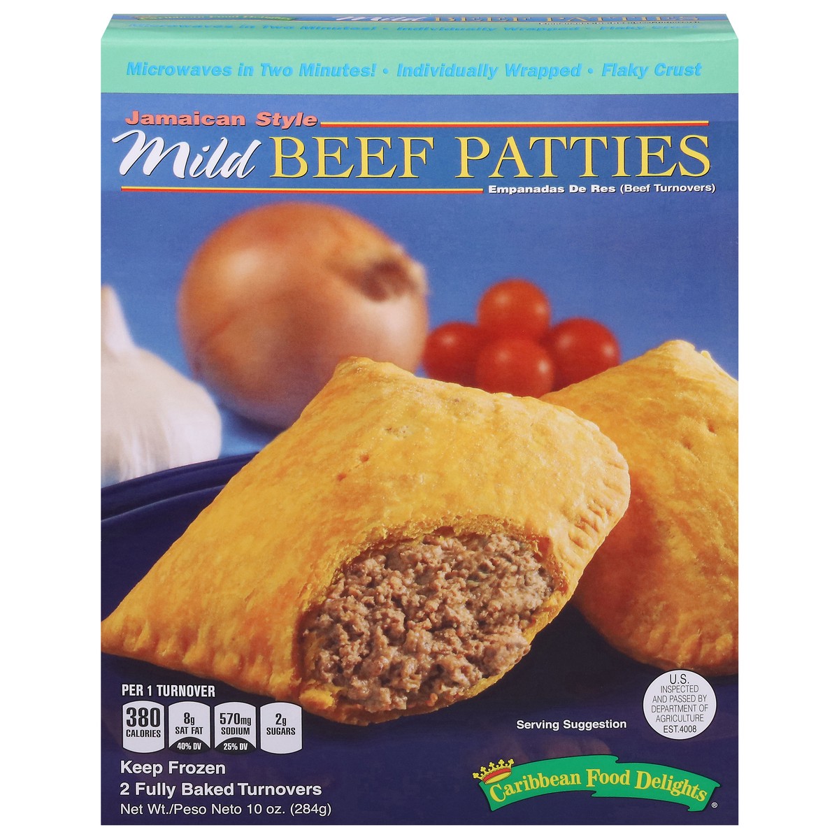 slide 1 of 16, Caribbean Food Delights Mild Jamaican Style Beef Patties 2 ea, 9 oz