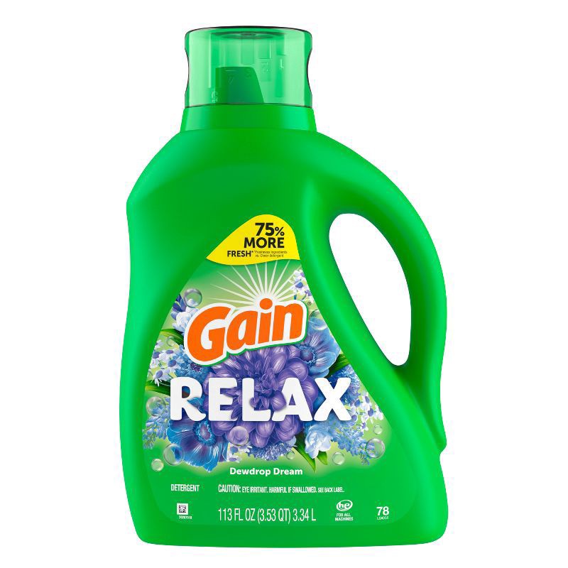 slide 7 of 10, Gain High Efficiency Relax Liquid Laundry Detergent 113 Ounces, 113 oz