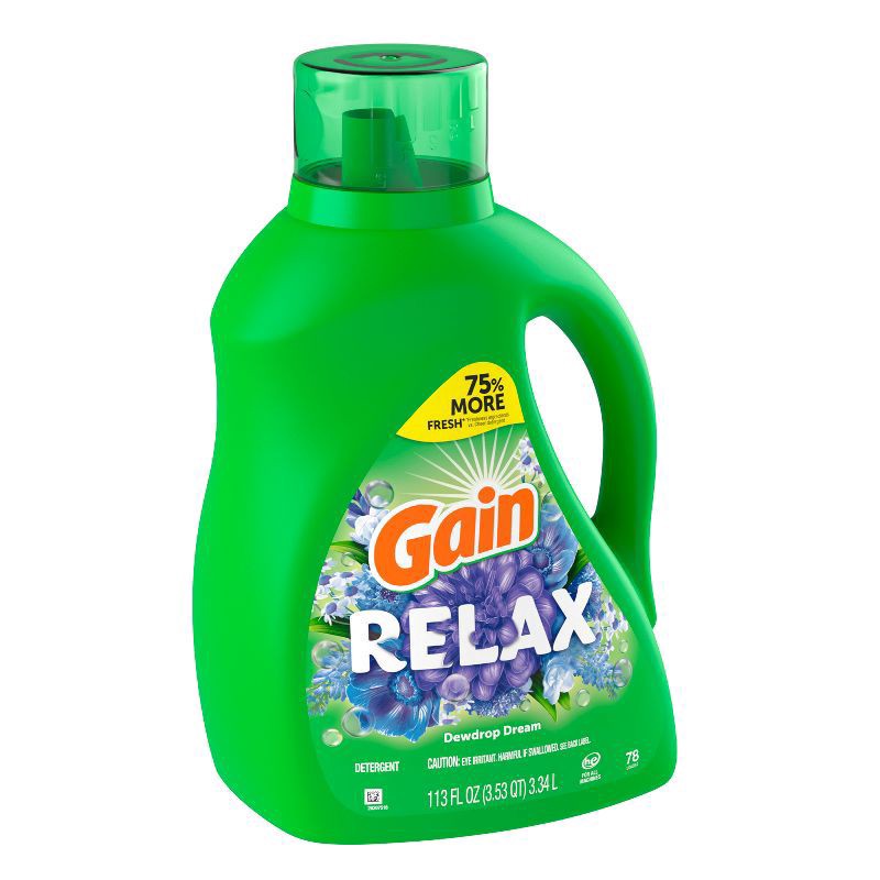 slide 8 of 10, Gain High Efficiency Relax Liquid Laundry Detergent 113 Ounces, 113 oz