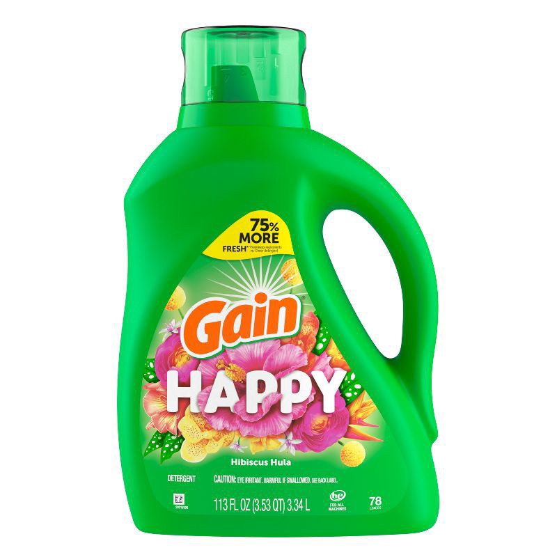 slide 6 of 10, Gain Hec Happy Liquid Laundry Detergent 113 Ounces, 113 oz