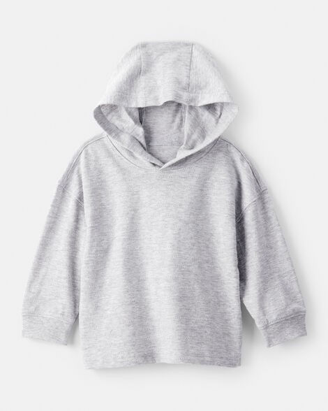 slide 1 of 2, Baby Boy Cotton Long-Sleeve Hooded Top - Grey Grey 24M, 1 ct