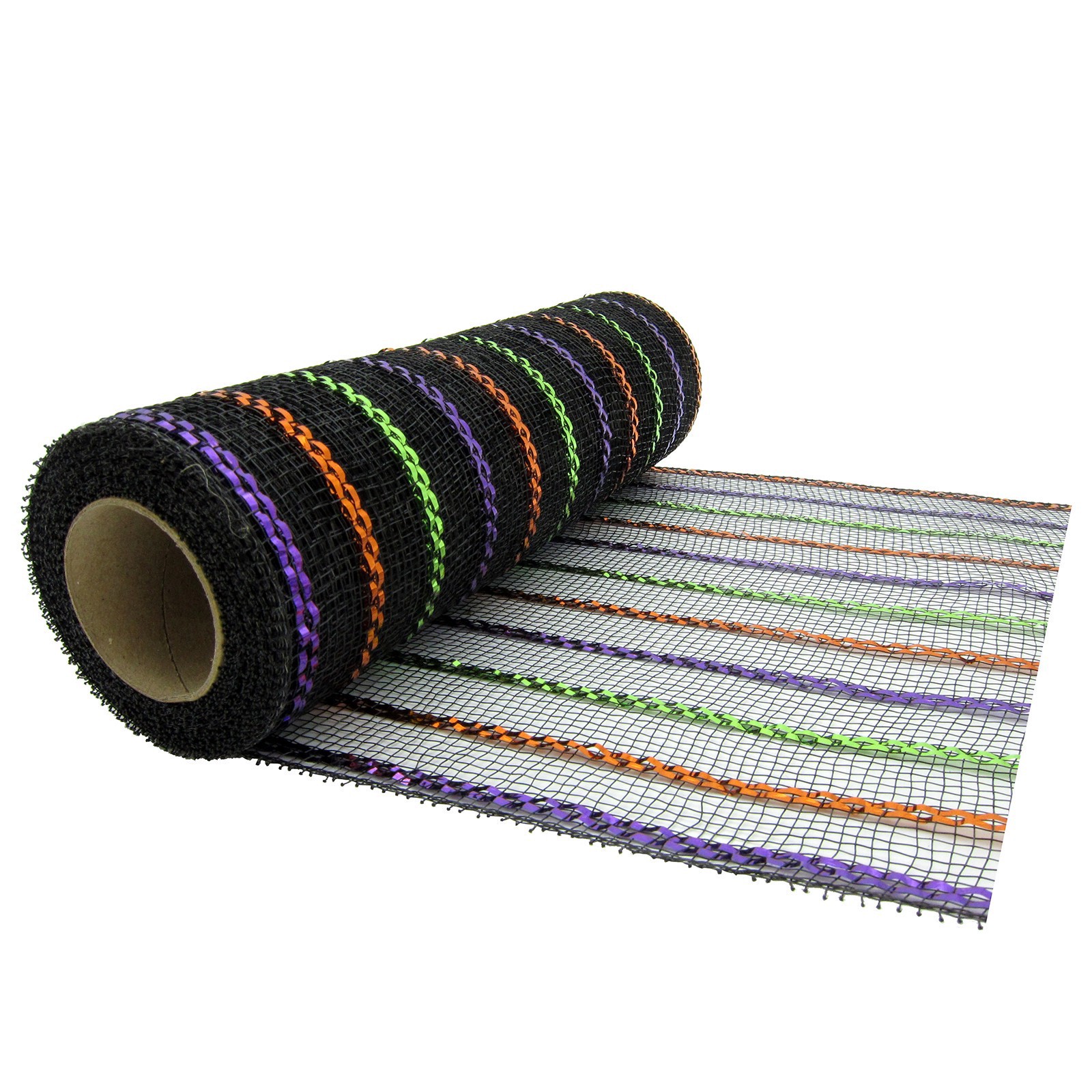 slide 3 of 3, 10" X 19ft. Black Striped Mesh By Celebrate It, 10 in x 19 ft