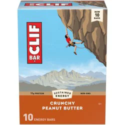 CLIF BAR - Crunchy Peanut Butter - Made with Organic Oats - Energy Bars - Non-GMO - Plant Based Protein Bars (10 Pack)