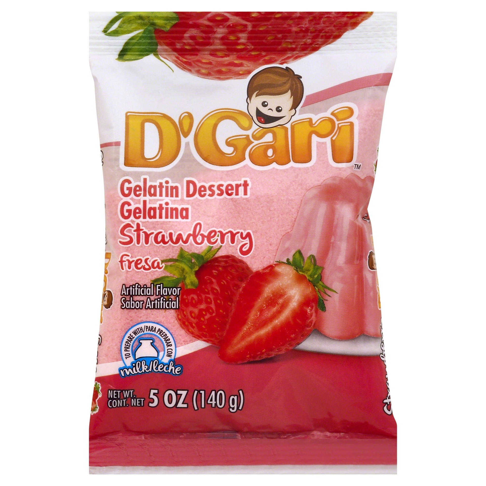 slide 1 of 2, D'Gari Strawberry Gelatin Dessert Mix, 5 oz