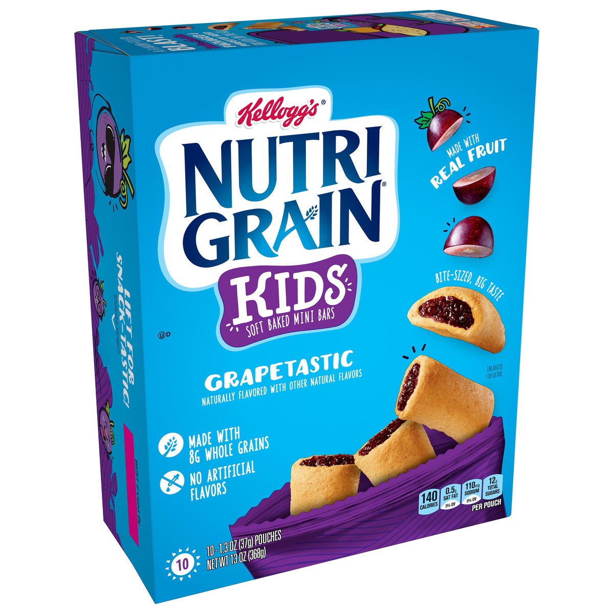 slide 2 of 10, Nutri-Grain Kids Grapetastic Soft Baked Mini Bars, 10 ct