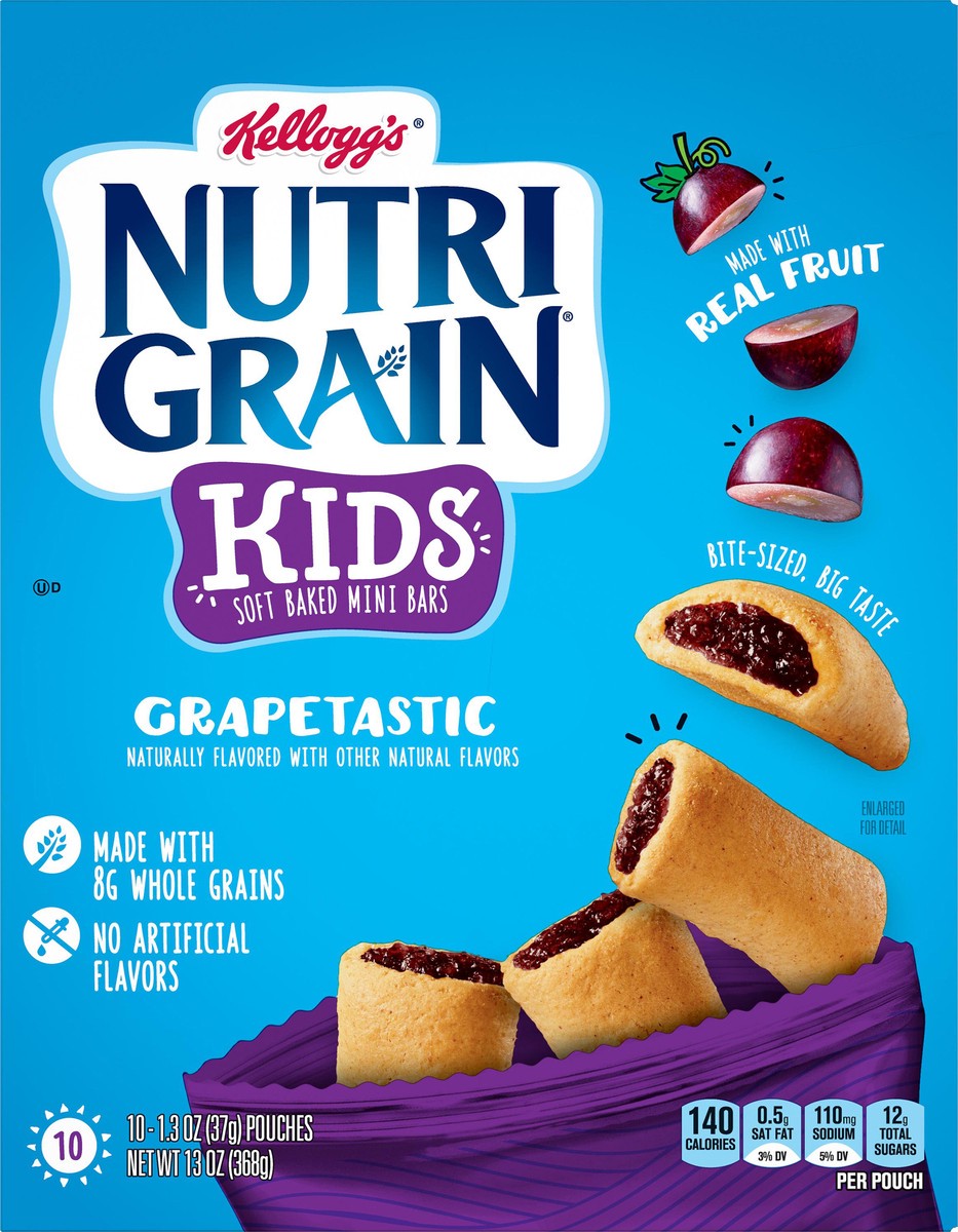 slide 8 of 10, Nutri-Grain Kids Grapetastic Soft Baked Mini Bars, 10 ct
