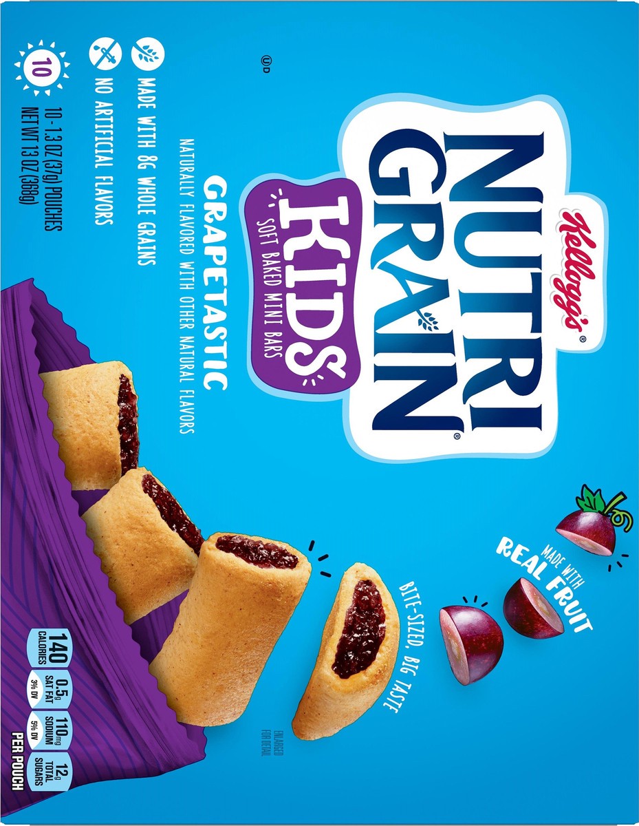 slide 9 of 10, Nutri-Grain Kids Grapetastic Soft Baked Mini Bars, 10 ct