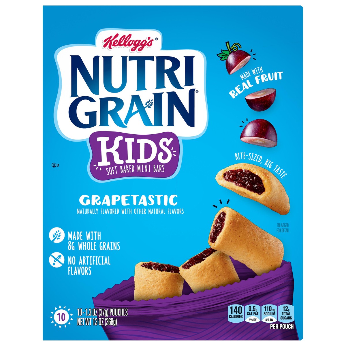 slide 1 of 10, Nutri-Grain Kids Grapetastic Soft Baked Mini Bars, 10 ct