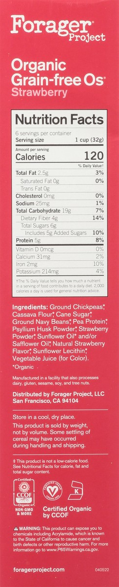 slide 8 of 9, Forager Project Cereal Org Grain Free Strawberry, 7 oz