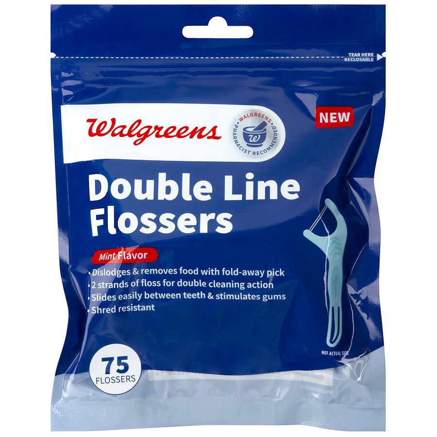 slide 1 of 4, Walgreens Double Line Flosser Mint, 75 ct