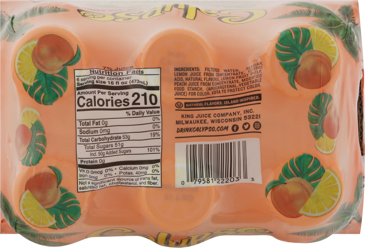 slide 9 of 11, Calypso Southern Peach Lemonade, 6Pk, 16 fl oz