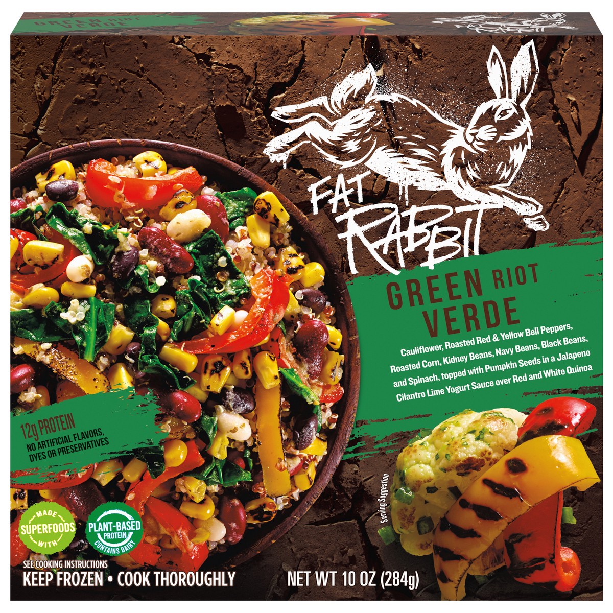 slide 1 of 9, Fat Rabbit Green Riot Verde Frozen Meal, 10 oz