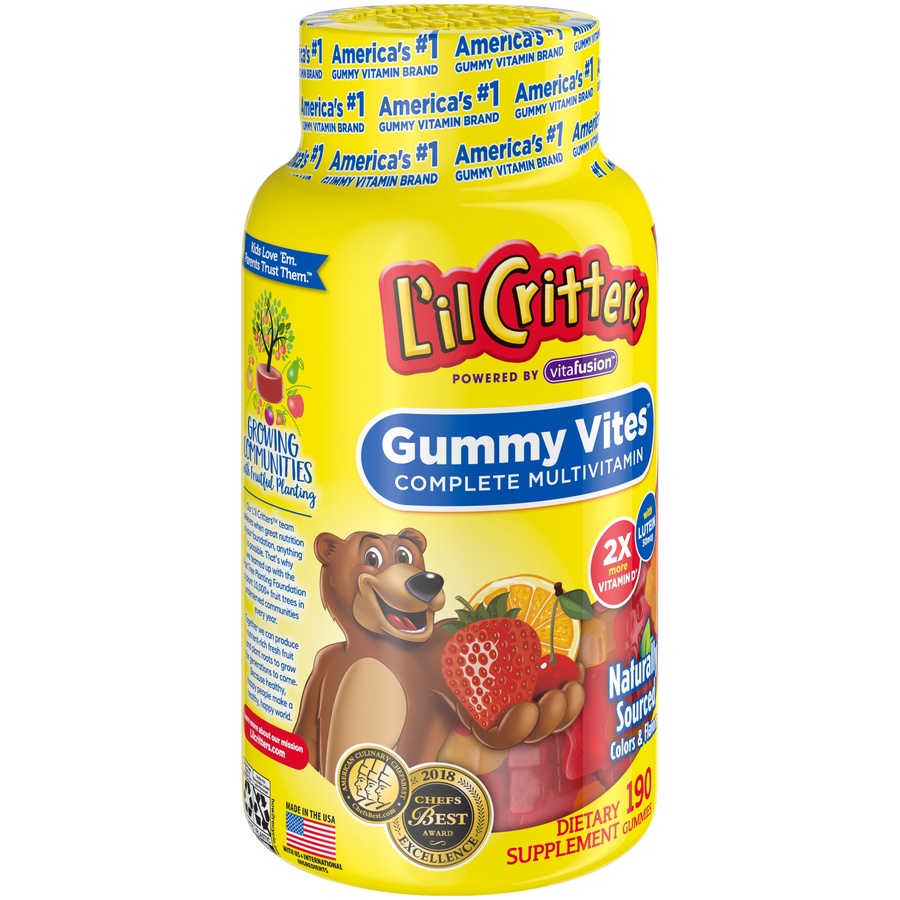 slide 2 of 4, L'il Critters Multi Vites Dietary Supplement Gummies Fruit, 190 ct