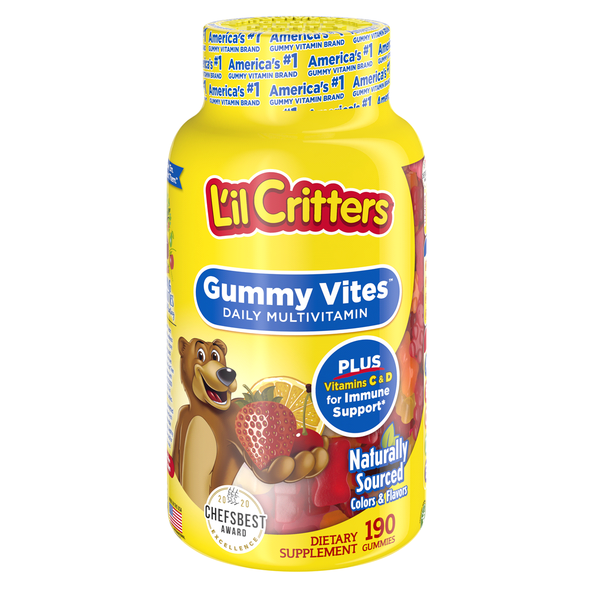slide 1 of 4, L'il Critters Multi Vites Dietary Supplement Gummies Fruit, 190 ct