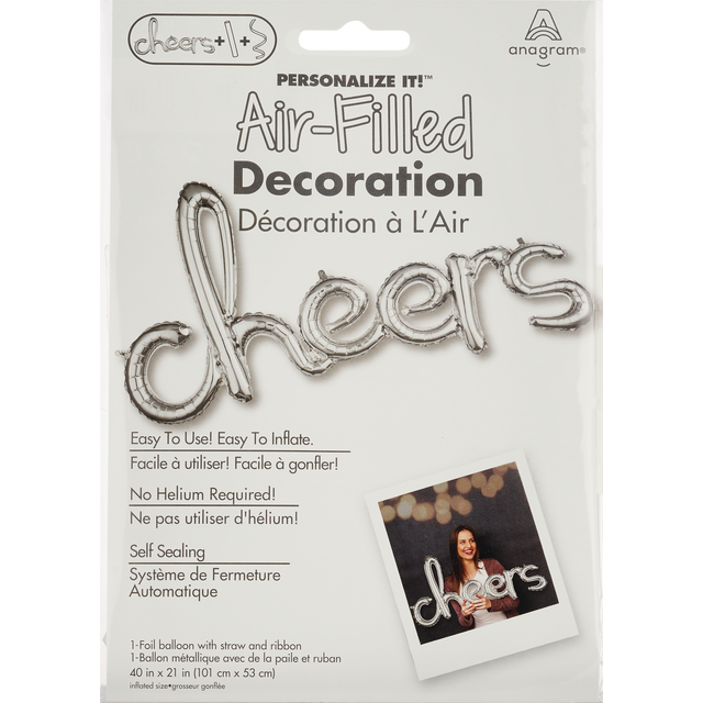 slide 1 of 1, AMSCAN Anagram Air Bln Cheers Silver, 1 ct