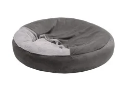 Furhaven Velvet Hooded Small Donut Pet Bed - Gray