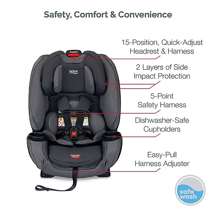 slide 10 of 15, Britax One4Life ClickTight SafeWash All-in-One Convertible Car Seat - Drift Grey, 1 ct