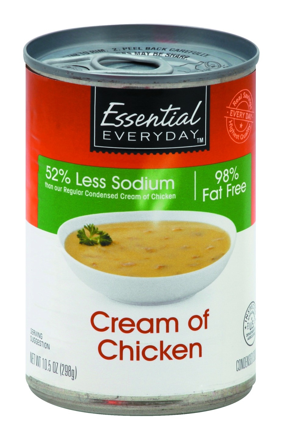 slide 1 of 1, Essential Everyday Fat Free Low Sodium Cream Of Chicken Soup, 10.5 oz