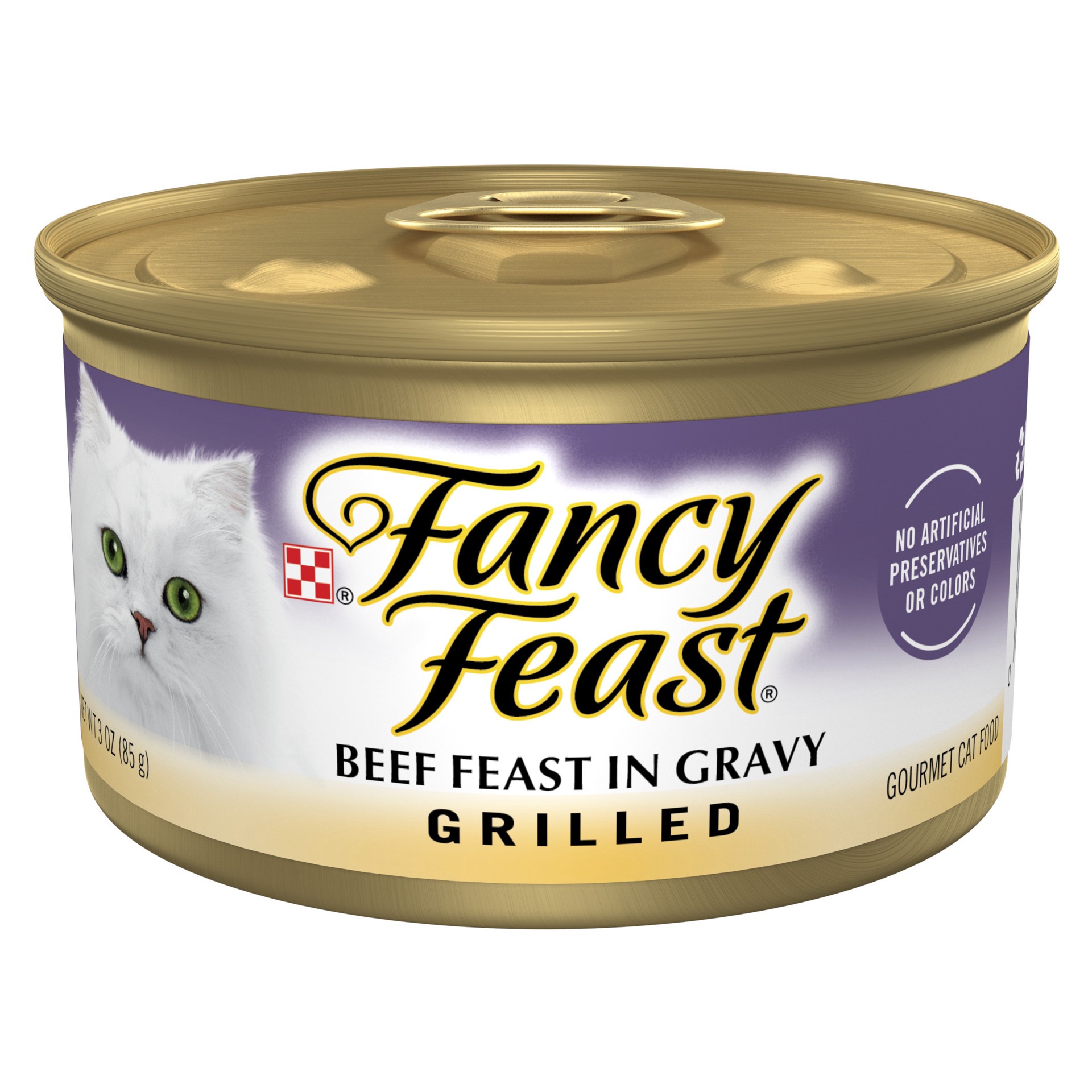 slide 1 of 7, Fancy Feast Grilled Beef Feast In Gravy Cat Food, 3 oz
