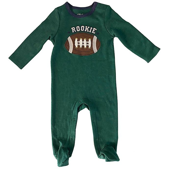 slide 1 of 1, Sterling Baby Newborn Rookie Football Footie - Forest Green, 1 ct