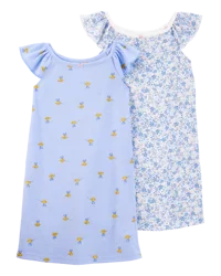 Carter's Kid 2-Pack Floral Nightgowns Blue 4-5