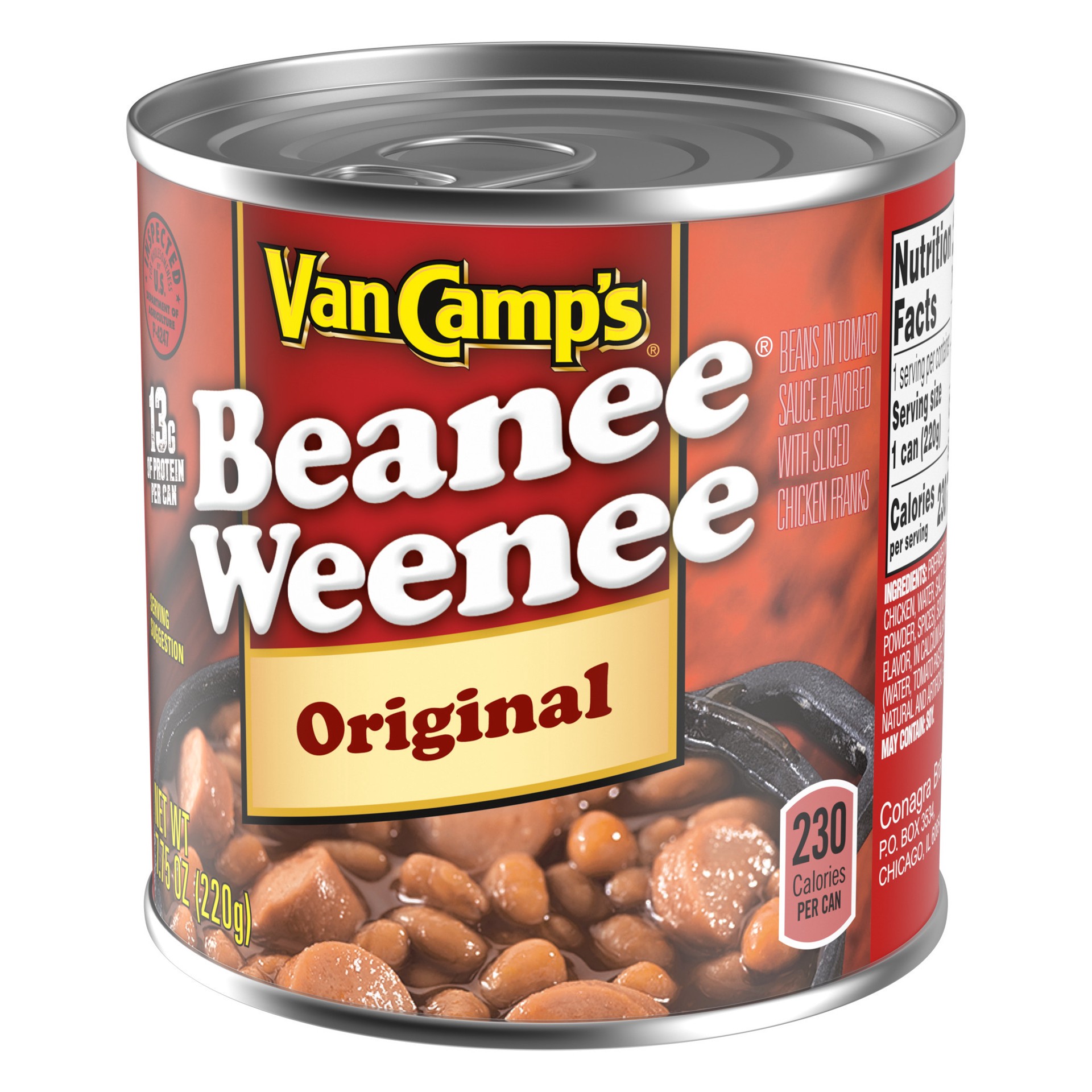 slide 4 of 5, Van Camp's Original Beanee Weenee, Canned Food, 7.75 OZ, 7.75 oz