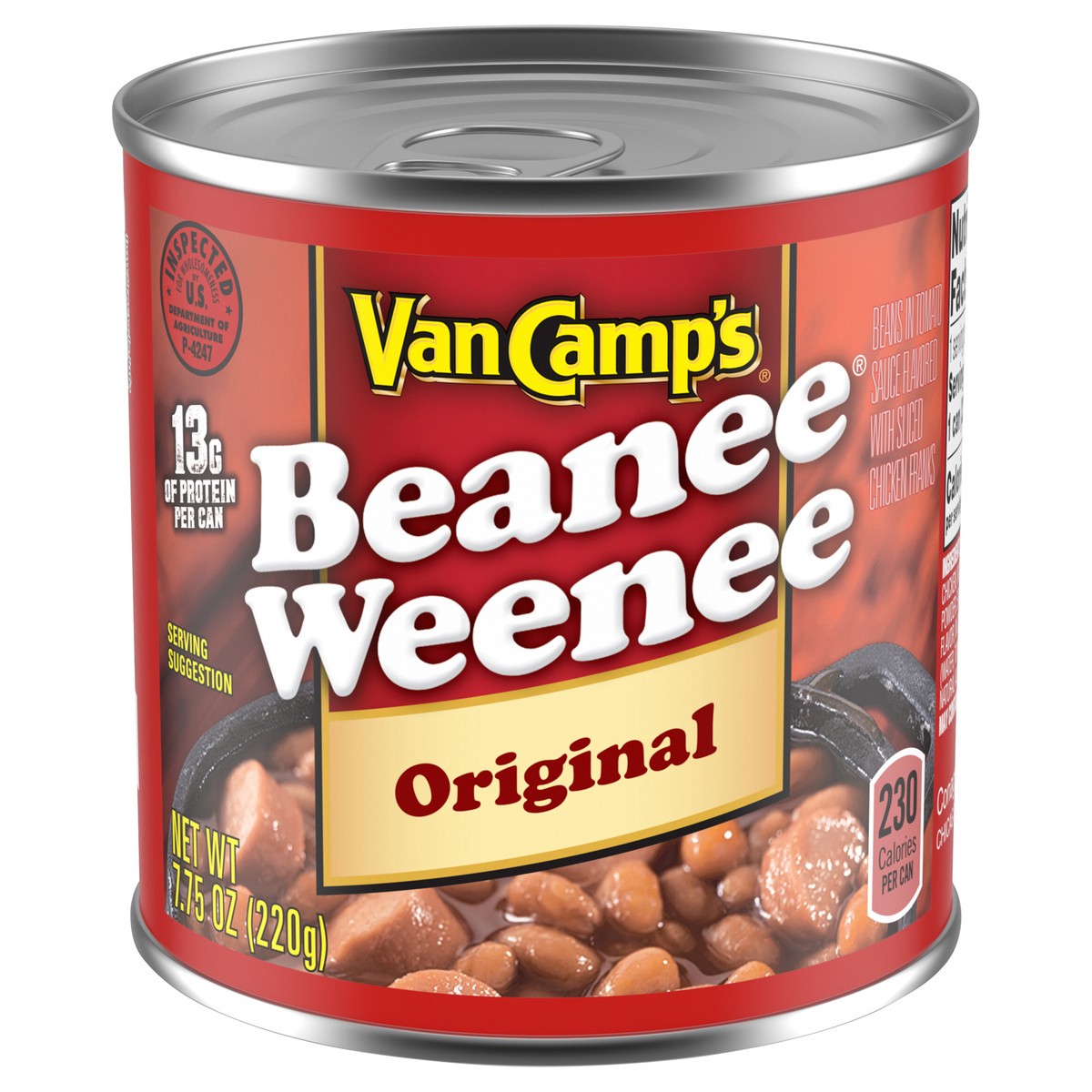 slide 1 of 5, Van Camp's Original Beanee Weenee, Canned Food, 7.75 OZ, 7.75 oz