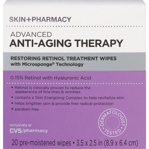 slide 1 of 1, Skin + Pharmacy Skin + Pharmacy Advanced Anti-Aging Therapy Retinol Wipes, 20 ct