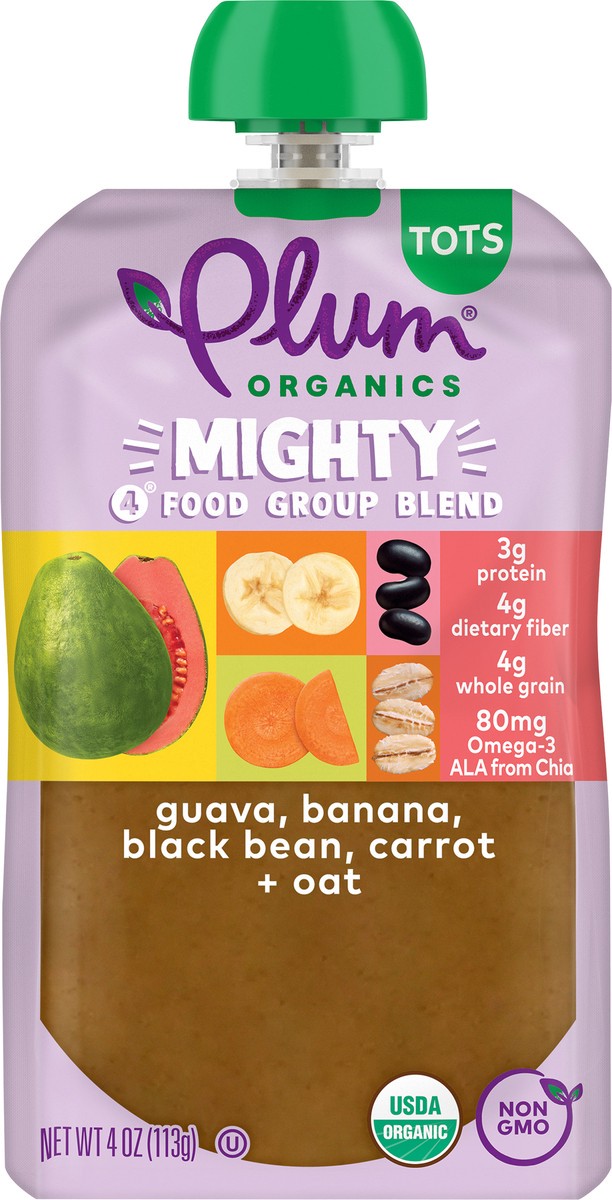 slide 6 of 9, Plum Tots Tots Mighty 4 Carrot Guava Oats Black Beans Essential Nutrition Blend, 4 oz